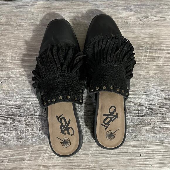 OTBT Womens Black Gleam Leather Mules Loafer Slides Size 8.5M - Picture 11 of 11